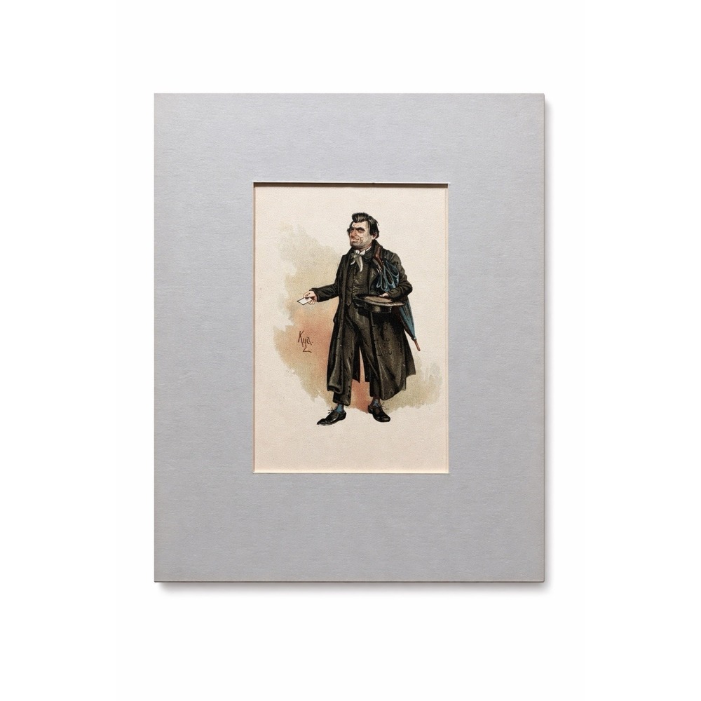 Victorian 1889 Kyd Wackford Squeers Print Matted Dickens Nicholas Nickleby Art